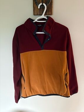 George Burgundy and Mustard Two-Tone Fleece Pullover